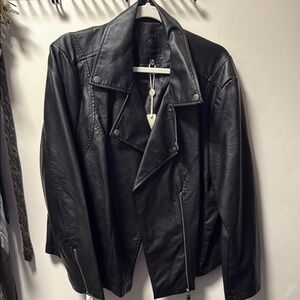 Max Studio Black Waterfall Leather Jacket